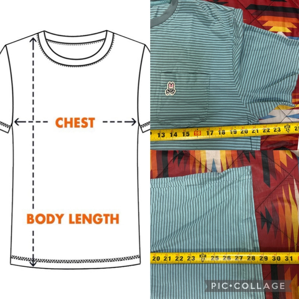 Psycho Bunny Blue Striped T-Shirt Short Sleeve Men’s Size 7 (XL) Pocket - Picture 2 of 9